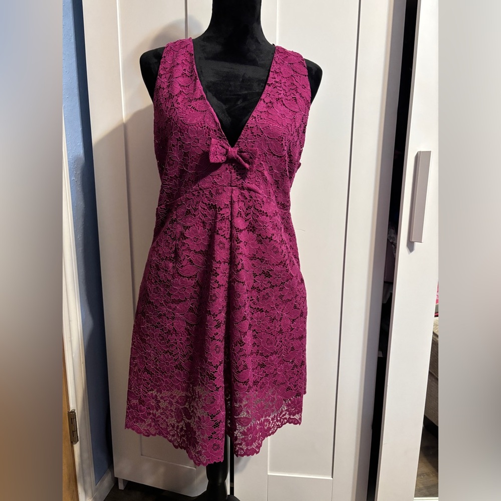 Zara Fuchsia Lace Dress with Bow Detail